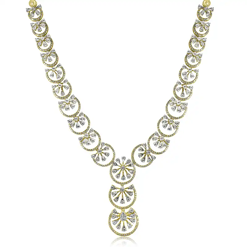 Floral Necklace Set in Gold & Diamond